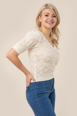 LILOU Crochet Knit Top - SwagglyLife Home & Fashion