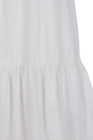 LILOU Embroidered White V-Neckline Tiered Dress - SwagglyLife Home & Fashion