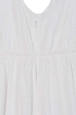 LILOU Embroidered White V-Neckline Tiered Dress - SwagglyLife Home & Fashion