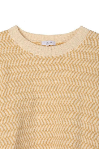 LILOU Herringbone Pattern Crew Neck Sweater, 2 Colors - SwagglyLife Home & Fashion