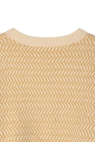 LILOU Herringbone Pattern Crew Neck Sweater, 2 Colors - SwagglyLife Home & Fashion