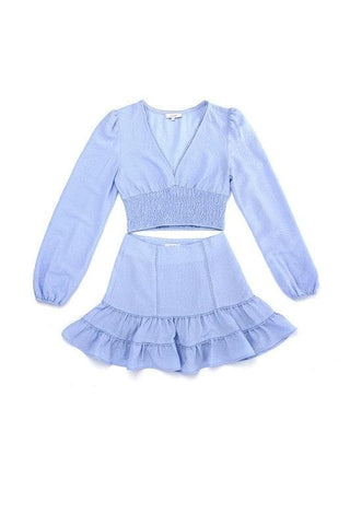 LILOU Lace Trimmed Smocking Blouse and Skirt Set - SwagglyLife Home & Fashion