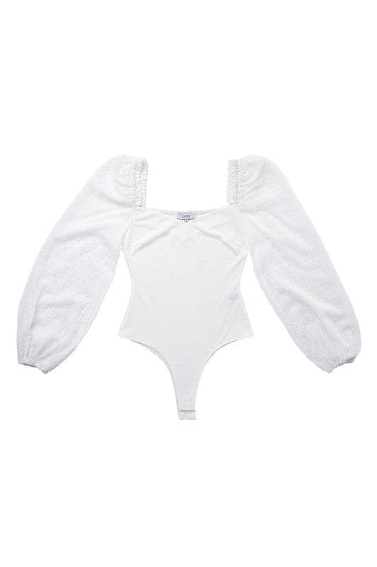 LILOU Long Sleeves Shirring Sleeve Bodysuit - SwagglyLife Home & Fashion