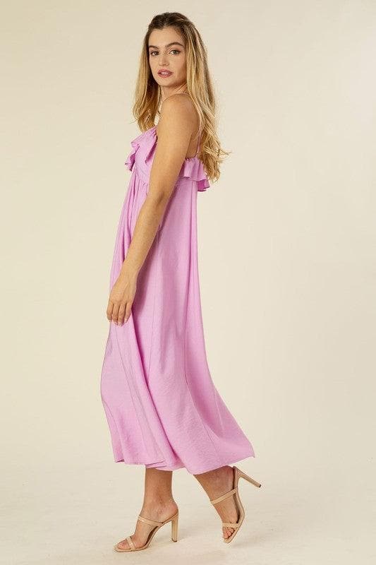 LILOU Maxi Dress with Ruffles, Lavender - SwagglyLife Home & Fashion