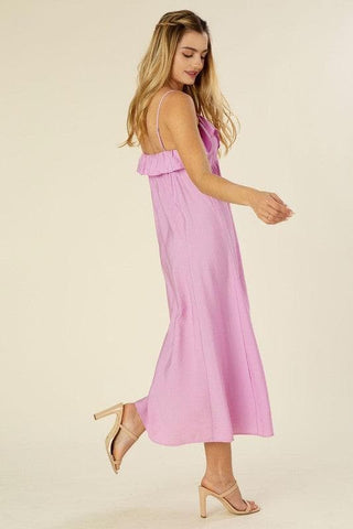 LILOU Maxi Dress with Ruffles, Lavender - SwagglyLife Home & Fashion