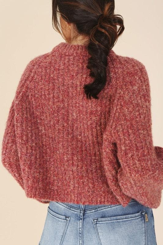 LILOU Melange Multicolor Sweater Top, Purple | Red - SwagglyLife Home & Fashion