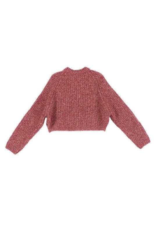 LILOU Melange Multicolor Sweater Top, Purple | Red - SwagglyLife Home & Fashion