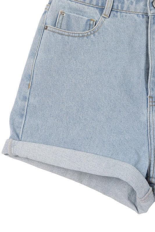 LILOU Roll Up Denim Shorts - SwagglyLife Home & Fashion