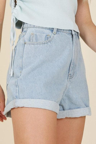 LILOU Roll Up Denim Shorts - SwagglyLife Home & Fashion