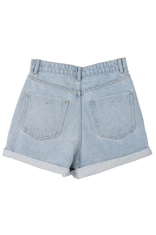 LILOU Roll Up Denim Shorts - SwagglyLife Home & Fashion