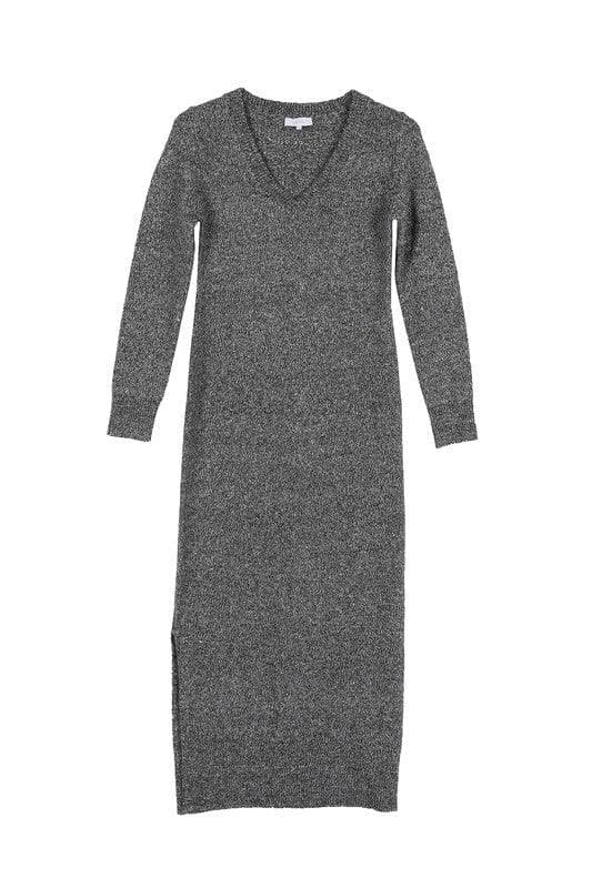 LILOU V-neck Sweater Maxi Dress - SwagglyLife Home & Fashion