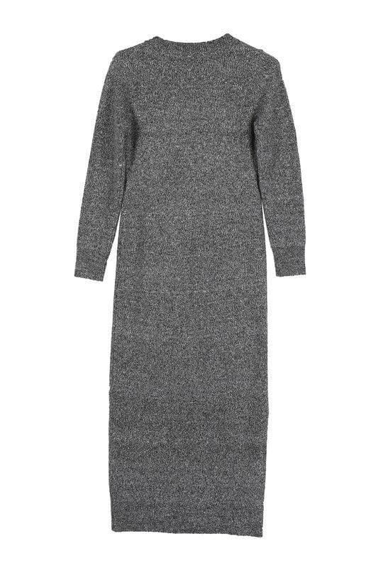 LILOU V-neck Sweater Maxi Dress - SwagglyLife Home & Fashion