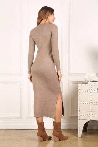 LILOU V-neck Sweater Maxi Dress - SwagglyLife Home & Fashion