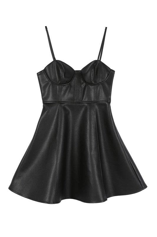 LILOU Vegan Leather Bustier Mini Dress - SwagglyLife Home & Fashion
