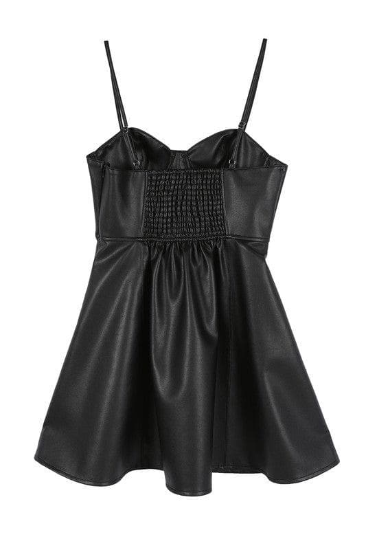 LILOU Vegan Leather Bustier Mini Dress - SwagglyLife Home & Fashion