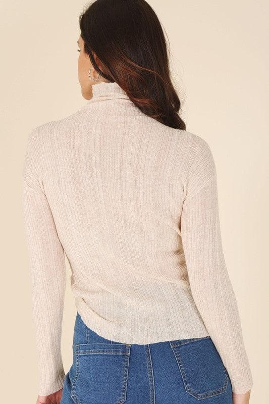 LILOU Wool Blended Mock Neck Sheer Sweater - SwagglyLife Home & Fashion