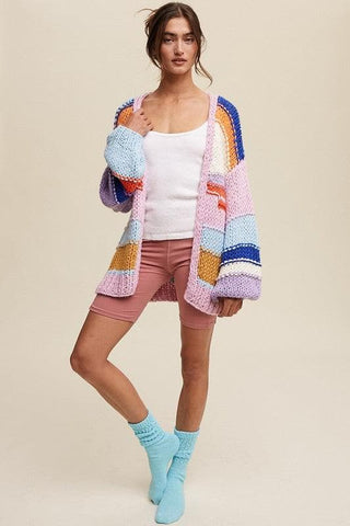 Hand Knit Multi Striped Cardigan - SwagglyLife Home & Fashion