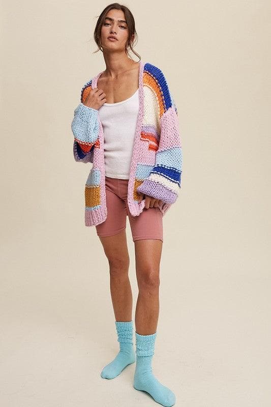 Hand Knit Multi Striped Cardigan - SwagglyLife Home & Fashion