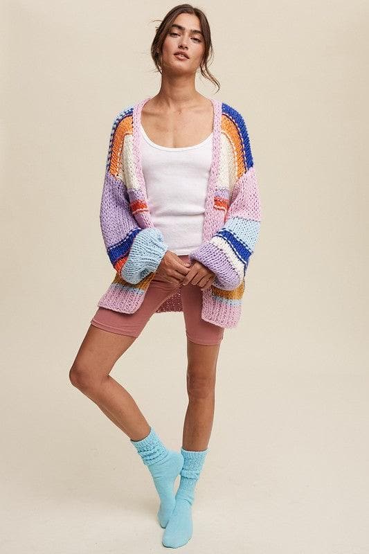 Hand Knit Multi Striped Cardigan - SwagglyLife Home & Fashion