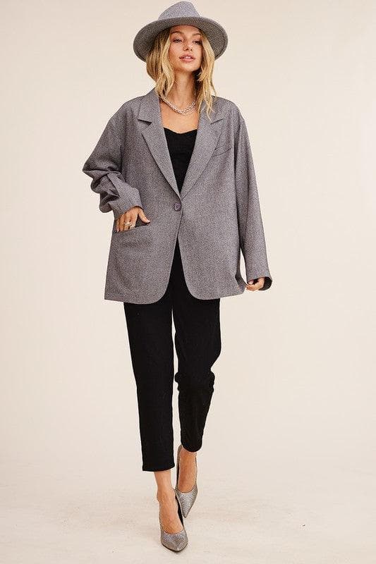 LISTICLE Oversized Solid Blazer, Mocha | Grey - SwagglyLife Home & Fashion