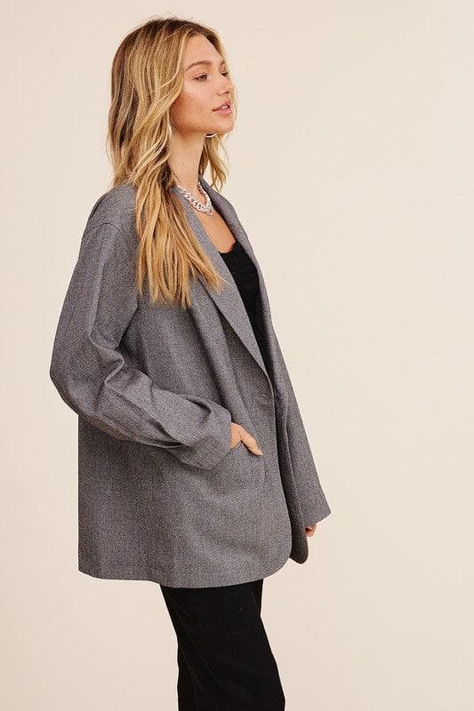 LISTICLE Oversized Solid Blazer, Mocha | Grey - SwagglyLife Home & Fashion