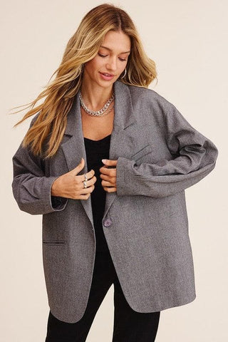 LISTICLE Oversized Solid Blazer, Mocha | Grey - SwagglyLife Home & Fashion