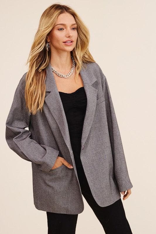 LISTICLE Oversized Solid Blazer, Mocha | Grey - SwagglyLife Home & Fashion