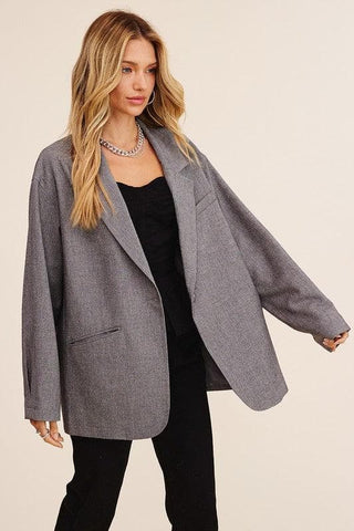 LISTICLE Oversized Solid Blazer, Mocha | Grey - SwagglyLife Home & Fashion