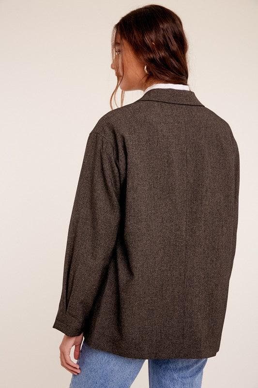 LISTICLE Oversized Solid Blazer, Mocha | Grey - SwagglyLife Home & Fashion