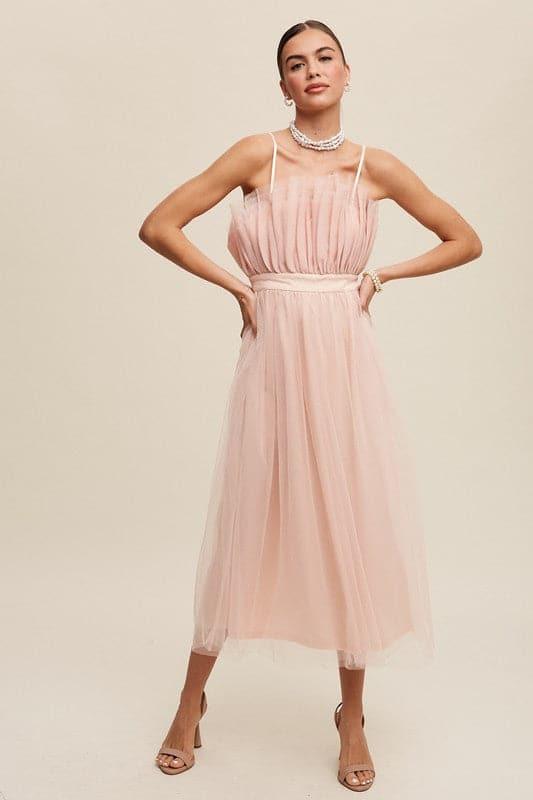 LISTICLE Paper Bag Frill Tulle Maxi Dress - SwagglyLife Home & Fashion