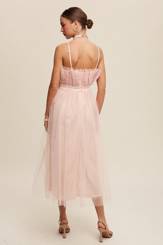 LISTICLE Paper Bag Frill Tulle Maxi Dress - SwagglyLife Home & Fashion