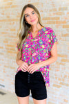 Lizzy Cap Sleeve Top in Fuchsia and Green Floral Paisley - SwagglyLife Home & Fashion