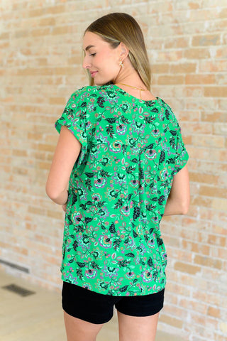 Lizzy Cap Sleeve Top in Green and Black Floral - SwagglyLife Home & Fashion