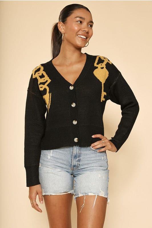 Lock and Key Cropped Cardigan - SwagglyLife Home & Fashion