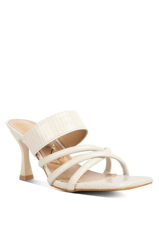 London Rag Criss Cross Strap Spool Heel Sandals - SwagglyLife Home & Fashion