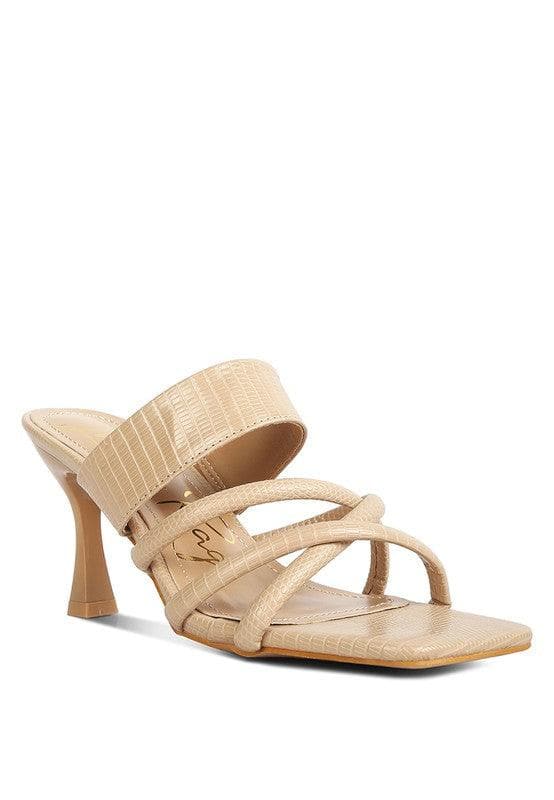 London Rag Criss Cross Strap Spool Heel Sandals - SwagglyLife Home & Fashion