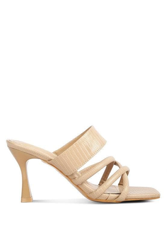 London Rag Criss Cross Strap Spool Heel Sandals - SwagglyLife Home & Fashion