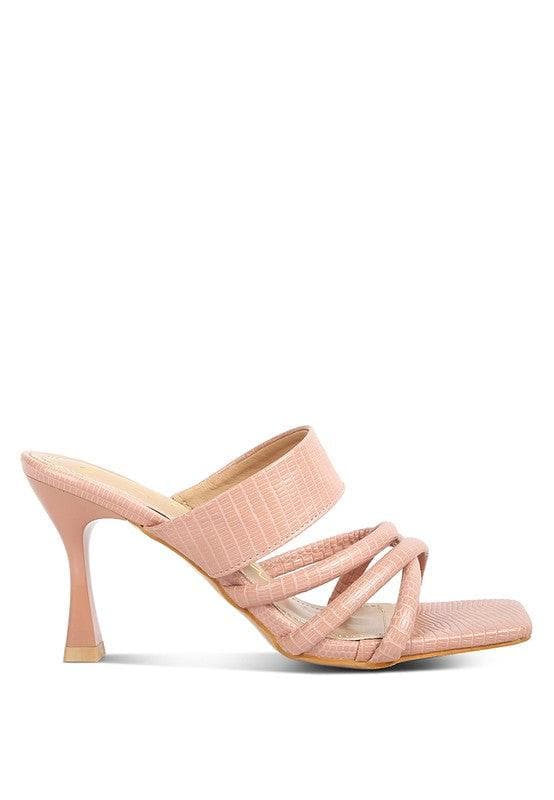 London Rag Criss Cross Strap Spool Heel Sandals - SwagglyLife Home & Fashion