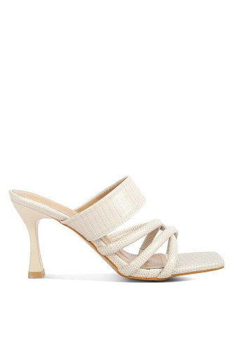 London Rag Criss Cross Strap Spool Heel Sandals - SwagglyLife Home & Fashion