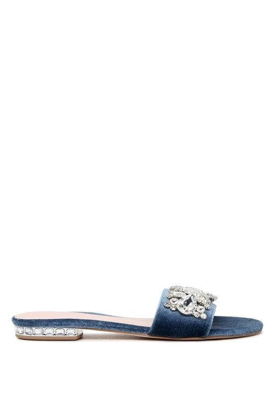 LONDON RAG Sally Women's Blue Flat Embellished Sandals - SwagglyLife Home & Fashion