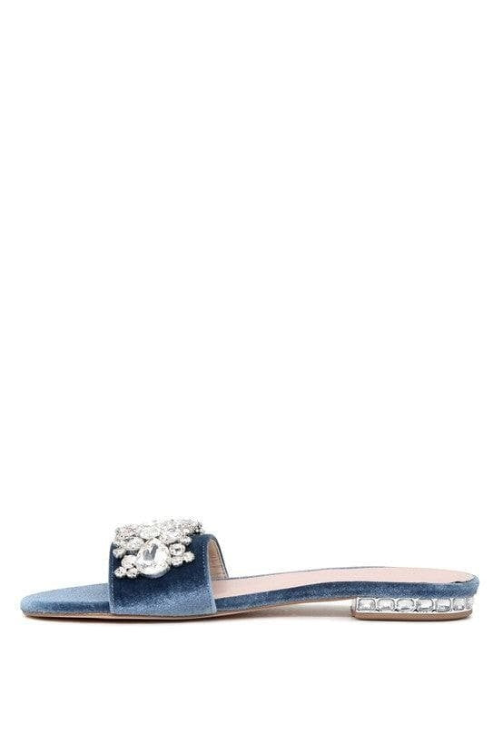 LONDON RAG Sally Women's Blue Flat Embellished Sandals - SwagglyLife Home & Fashion