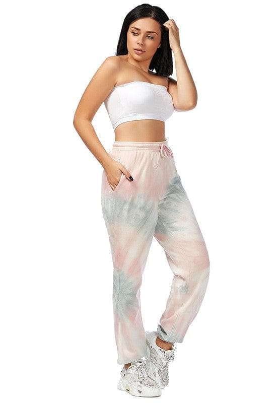 LONDON RAG Tie-Dye Coral Joggers, Pink - SwagglyLife Home & Fashion