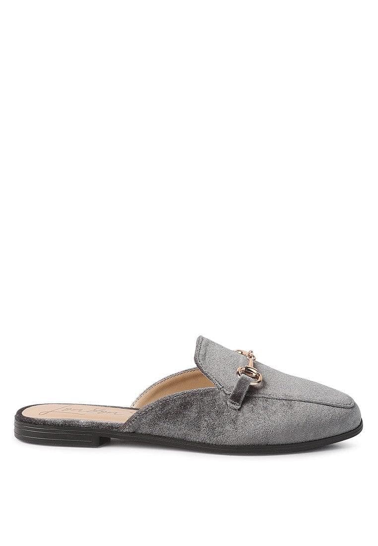 LONDON RAG Velvet Buckled Flat Mules - SwagglyLife Home & Fashion