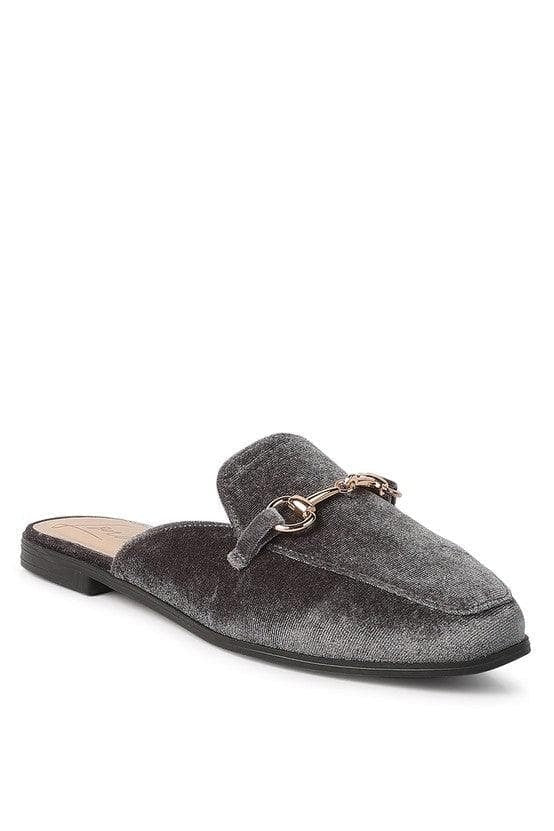 LONDON RAG Velvet Buckled Flat Mules - SwagglyLife Home & Fashion