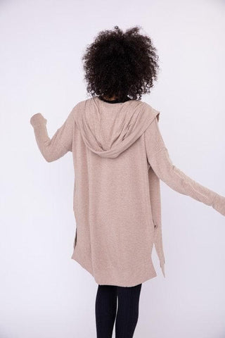 Longline Hooded Cardigan with Pockets, Natural - SwagglyLife Home & Fashion