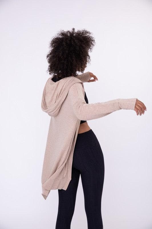 Longline Hooded Cardigan with Pockets, Natural - SwagglyLife Home & Fashion