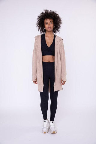 Longline Hooded Cardigan with Pockets, Natural - SwagglyLife Home & Fashion