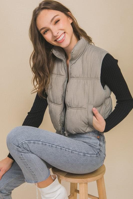 LOVE TREE High Neck Puffer Vest - SwagglyLife Home & Fashion