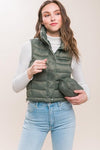 LOVE TREE High Neck Zip Up Puffer Vest with Storage Pouch, 6 Colors - SwagglyLife Home & Fashion