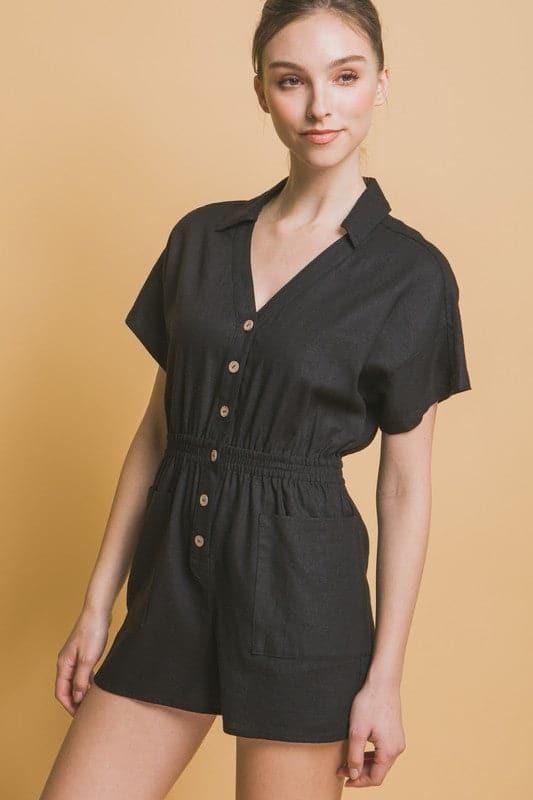 Love Tree Linen Button Down Romper - SwagglyLife Home & Fashion